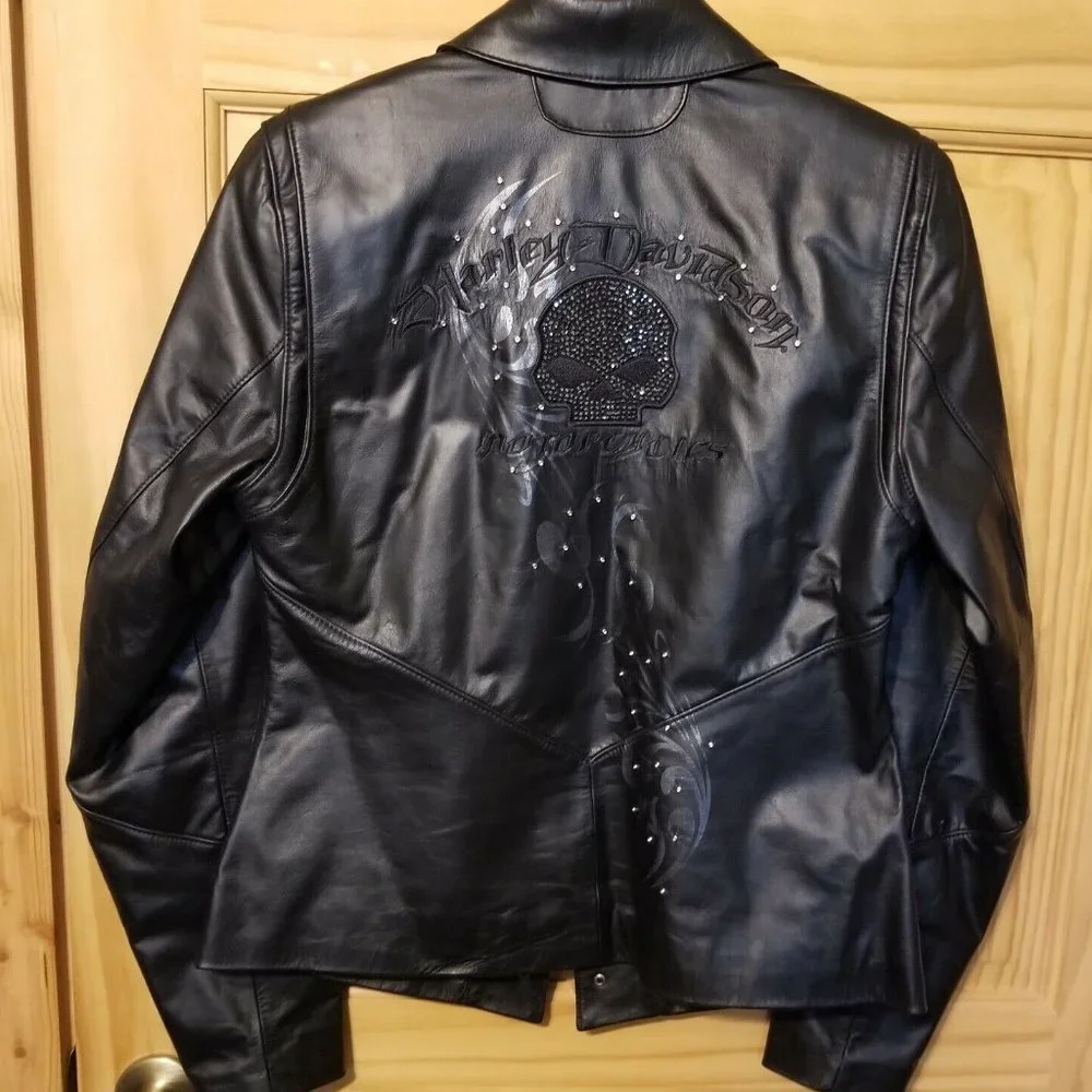 Women's Genuine Harley Davidson Wicked Willie Bling Leather Jacket 1W NWOT​​ - Picture 2 of 10